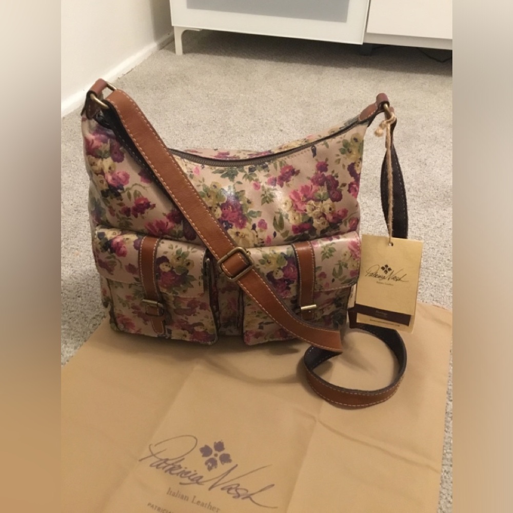 NWT Patricia Nash “Leuven Leather Crossbody Antique Rose Crossbody Hobo HandBag